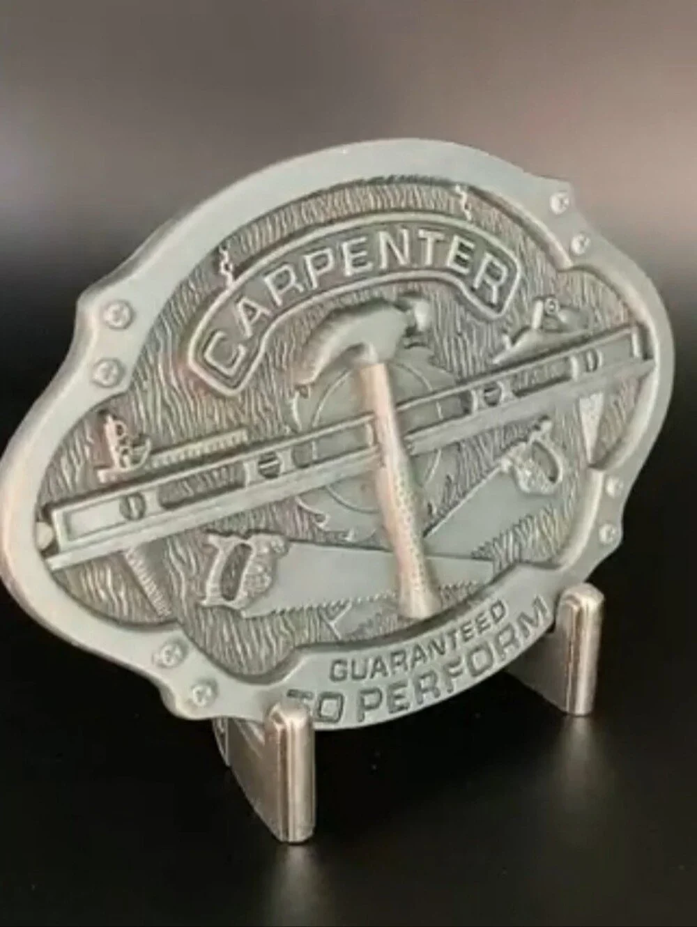 Carpenter Silver Oval Tools Hammer Level Saw Belt Buckle